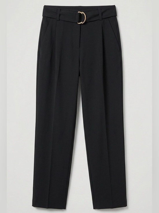 Vince Pants - Vince Black Wide Leg Trousers Sz 8 Horn D-Ring Belt Detail
